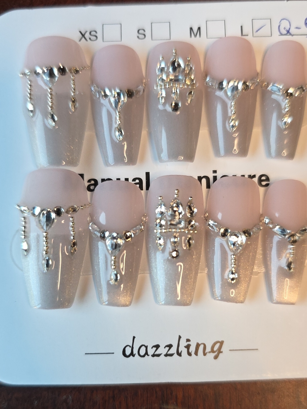 No Boundaries Pink and Silver Rhinestone Press-On Nail Set